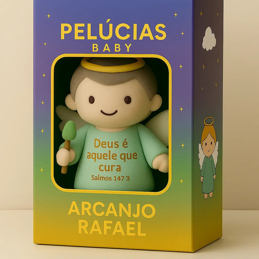 🌿Pelúcia Arcanjo Rafael — O Anjo da Cura 42CM